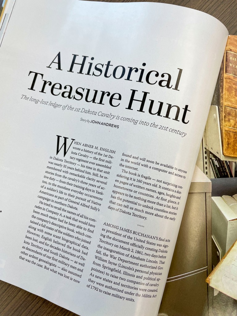 "A Historical Treasure Hunt" published in the September/October 2022 issues of South Dakota Magazine.